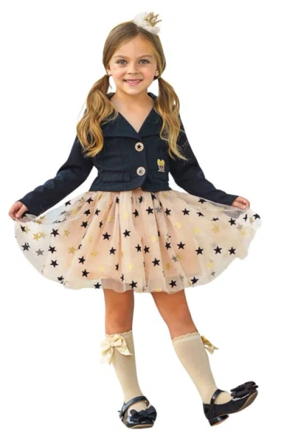 Mia Belle Girls Kids'  L.o.l. Surprise! Queen Bee Blazer And Star Tutu Skirt Set In Black