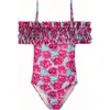 Mia Belle Girls Rose Ruffle One Piece Swimsuit