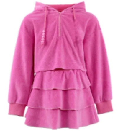 Mia Belle Girls Kids'  Sweet Sorbet Ruffle Terry Hoodie And Ruffle Skirt Set In Pink