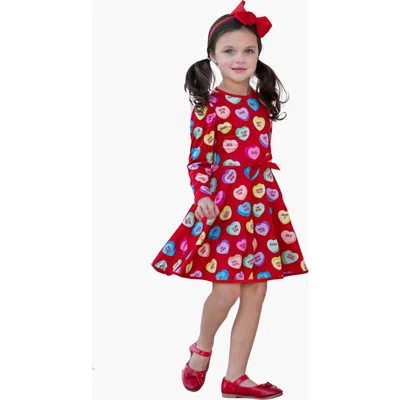 Mia Belle Girls Kids'  Sweethearts Sweet Pea Darling Valentine Dress In Red