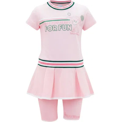 Mia Belle Girls Kids'  Varsity Spirit Dress And Biker Short Set In Pink