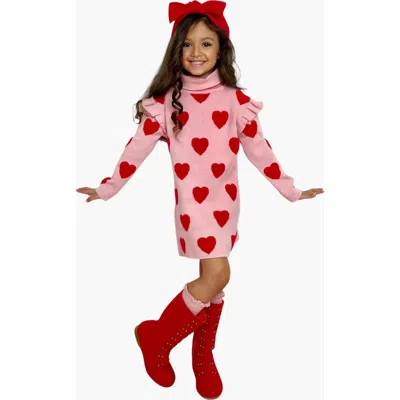 Mia Belle Girls Kids'  Warms My Heart Pink Turtleneck Sweater Dress