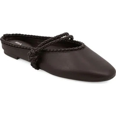 Mia Bellinni Faux Leather Flat Mule In Black