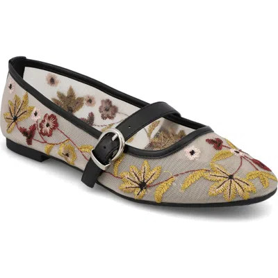 Mia Bluet Embroidered Mesh Mary Jane Flat