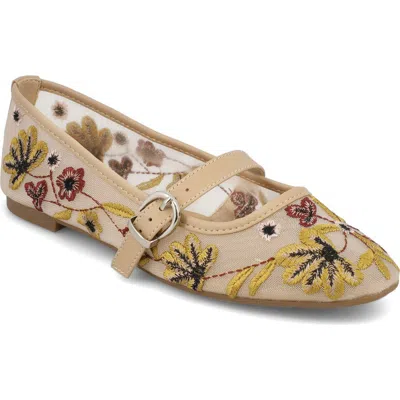 Mia Bluet Embroidered Mesh Mary Jane Flat In Pink Mesh/ Multi