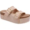 Shop Mia Bowie Platform Slide Sandal In Gold