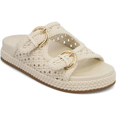 Mia Braided Buckle Strap Platform Sandal In White