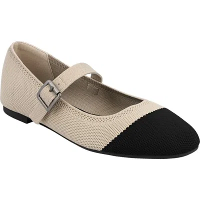 Mia Brita Knit Mary Jane Ballet Flat In Sand/black