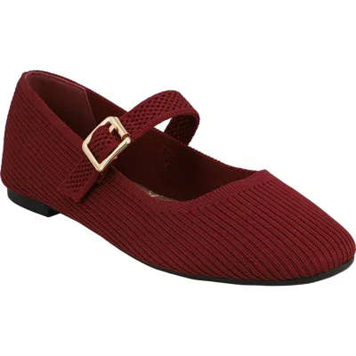 Mia Brita-c Knit Mary Jane Flat In Burgundy