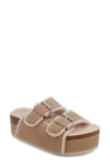 Mia Brookie Faux Shearling Platform Slide Sandal