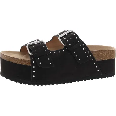 Mia Brookie Womens Faux Suede Slip On Platform Sandals In Black