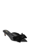 Mia Chantelle Velvet Bow Mule In Black
