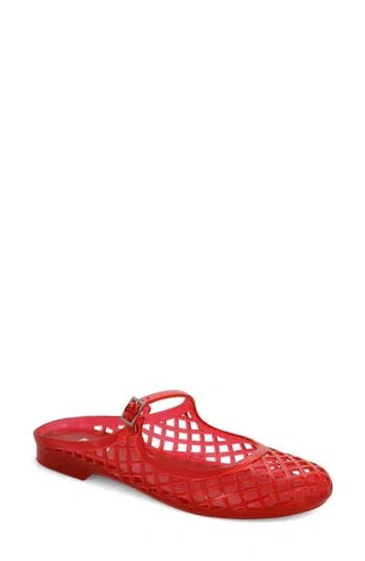 Mia Cherri Buckle Strap Flat In Red