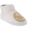 Mia Chill Smiley Genuine Shearling Bootie Slipper In Oatmeal Happy Face
