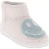 Mia Chill Smiley Genuine Shearling Bootie Slipper In Sage Happy Face