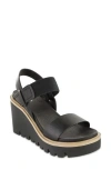 Mia Ciji Wedges Sandals Womens Open Round Toe Slinga Wedge Sandals In Black