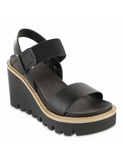 Mia Ciji Wedges Sandals Womens Open Round Toe Slinga Wedge Sandals In Black