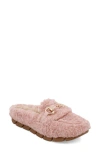 Mia Cocoa Faux Shearling Slipper In Blush