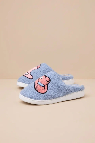 Mia Cozi Blue And Pink Western Shearling Slippers