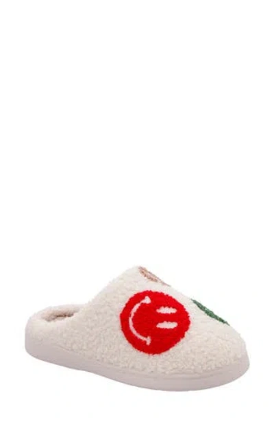 Mia Cozi Slipper In Red Green Multi Smiley