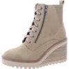 Mia Cyan Womens Faux Leather Zipper Ankle Boots In Beige