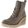 Mia Cyan Womens Faux Leather Zipper Ankle Boots In Grey