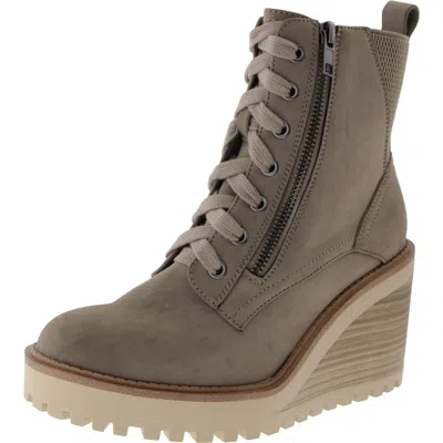 Mia Cyan Womens Faux Leather Zipper Ankle Boots In Grey