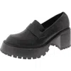 Mia Dalilah Womens Faux Leather Lugged Sole Platform Heels In Black