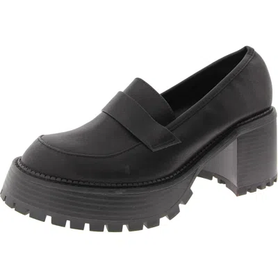 Mia Dalilah Womens Faux Leather Lugged Sole Platform Heels In Black