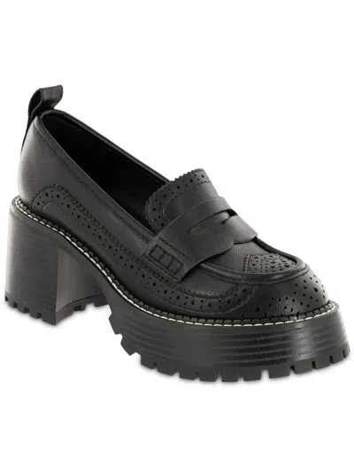 Mia Deena Womens Faux Leather Slip-on Loafers In Black