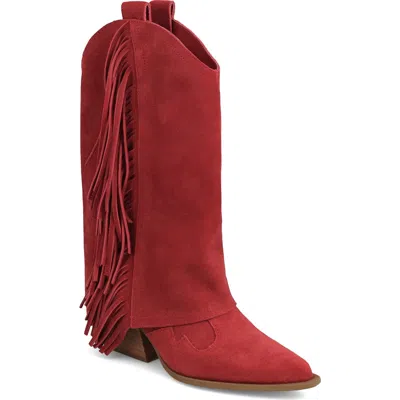 Mia Deston Pointed Toe Western Boot In Red