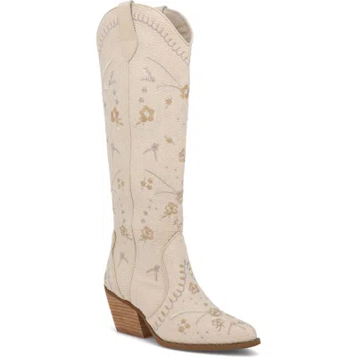 Mia Dyani Embroidered Knee High Western Boot In Neutral