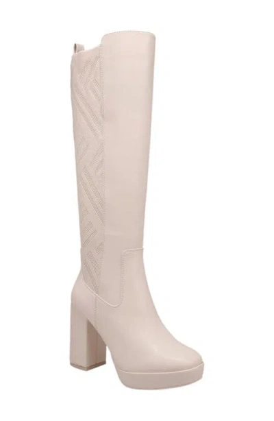 Mia Elisenda Knee High Platform Boot In Bone