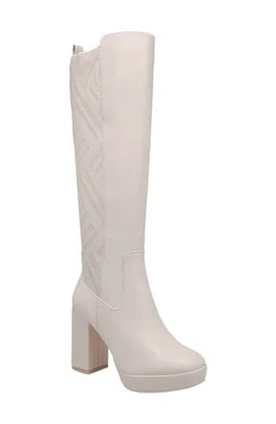 Mia Elisenda Knee High Platform Boot In Bone Burni