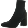 Mia Erica Womens Knit Block Heel Ankle Boots In Black