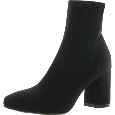 Mia Erica Womens Knit Block Heel Ankle Boots In Black