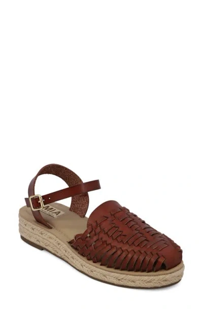 Mia Eshani Ankle Strap Espadrille Sandal In Brown