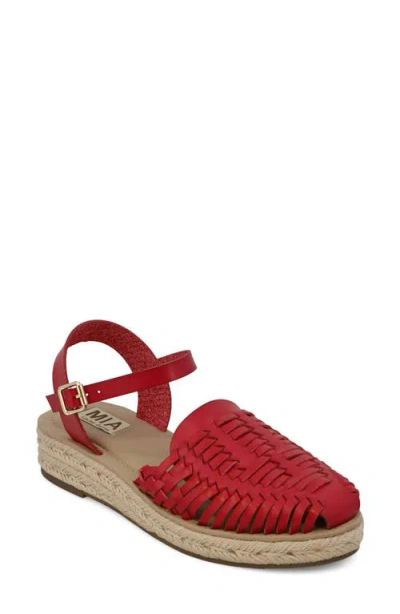 Mia Eshani Ankle Strap Espadrille Sandal In Red