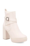 Mia Esther Block Heel Platform Bootie In Bone