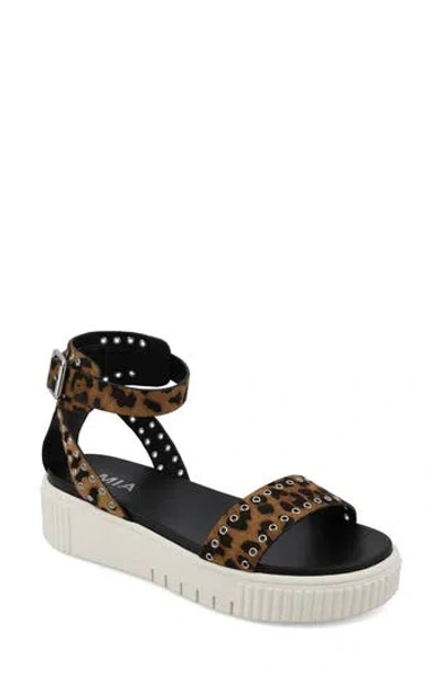 Mia Evelin Ankle Strap Platform Sandal In Animal Print