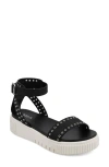 Mia Evelin Ankle Strap Platform Sandal In Black,silver