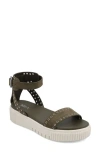 Mia Evelin Ankle Strap Platform Sandal In Khaki,silver