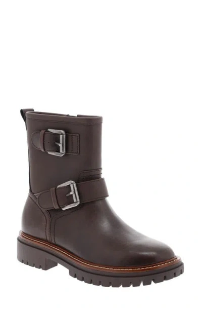 Mia Florence Water-resistant Leather Boot In Chocolate Leather