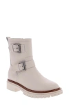 Mia Florence-l Womens Water-resistant Lug-sole Motorcycle Boots In Ecru