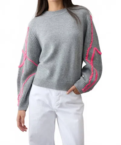 Mia Fratino Sawyer Knit Sweater In Steel Hot Pink In Multi