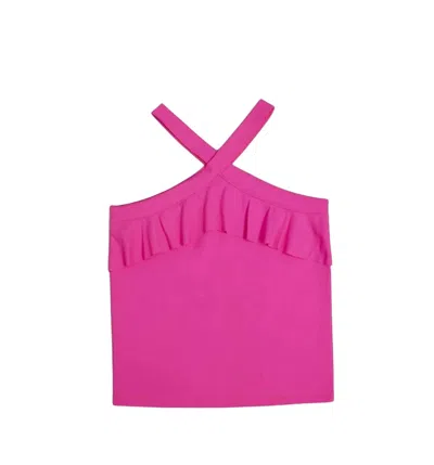 Mia Girl's Flutter Crossover Tank In Hot Pink
