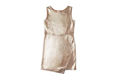 Mia Kids' Girl's Foiled Asymmetrical Dress In Gold In Neutral