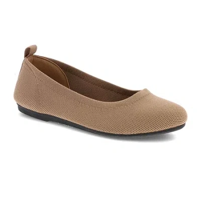 Mia Girl Knit Womens Round Closed Toe Ballet Flats In Brown