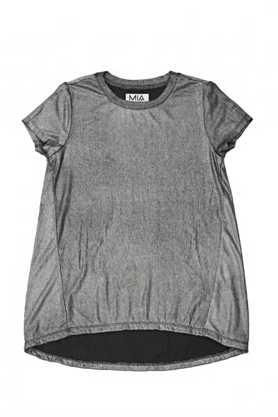 Mia Kids' Girl's Metallic Shine Tee In Silver In Gray