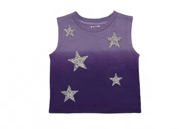 Mia Kids' Girl's Sleeveless Star Sweatshirt In Purple Ombre In Blue